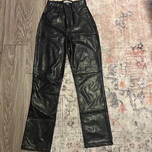 Abercrombie 90s High Rise Black Faux Leather Pants